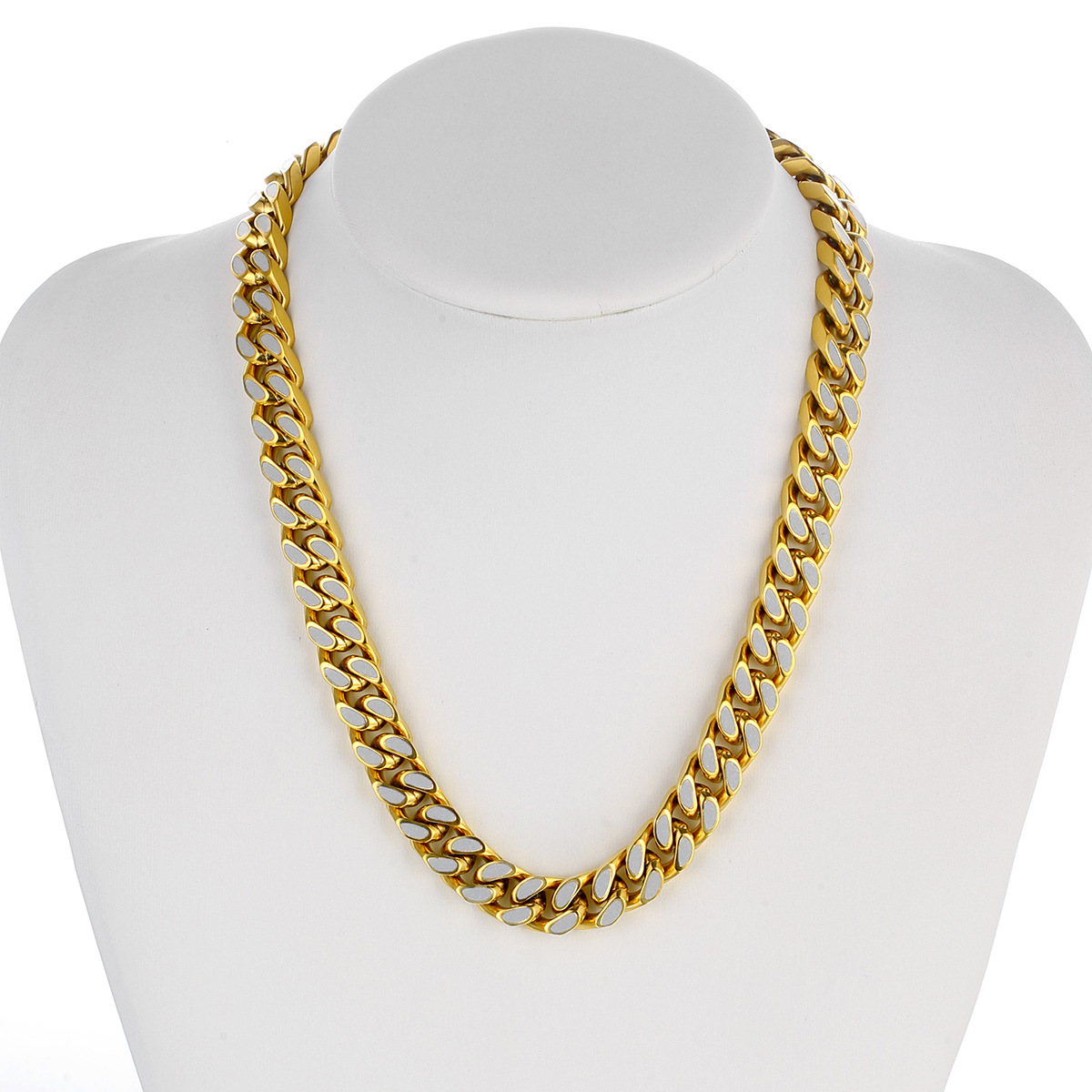 Hip Hop Punk Chain Reflect Light Necklace 18K Real Gold Plated Stainless Steel Necklace Rap Jewelry