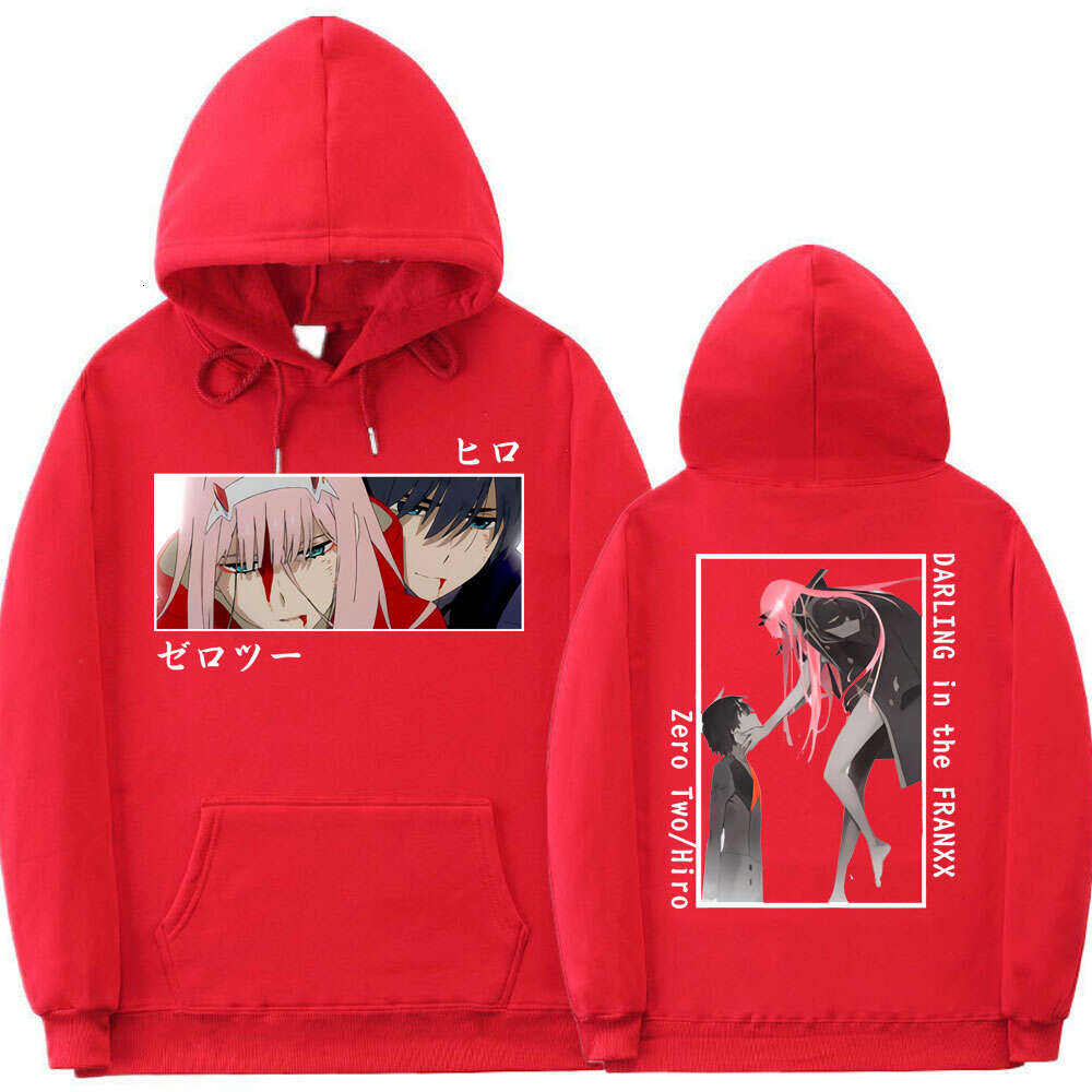 Anime Japanese Darling In The Franxx Zero Two Hiro Graphic Print Hoodie Men Women Plus Size Sweatshirts Casual Streetwear Tops