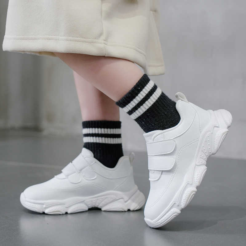 Sneakers Childrens sports shoes girls white shoes spring 2024 new item. Middle and large childrens soft soled white elementary school students perform