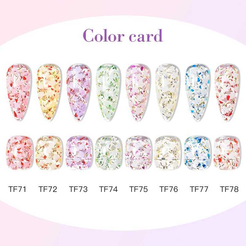 MEET ACROSS 7ml Glitter Dried Flower Gel Nail Polish Natural Floral Gel Semi Permanent Varnish Soak Off UV Nail Art For ManicureM240814
