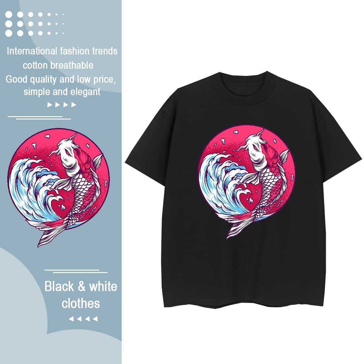 Loose Fit T Shirt For Man Breathable Short Sleeve Hip Hop Street Custom Cartoon 230g Cotton Couples T Shirts Classic Casual Tees