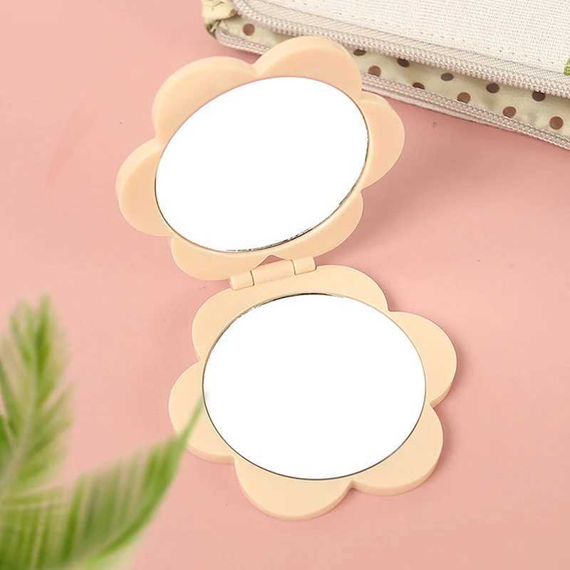 Portable double-sided folding makeup mirror flower mirror pocket compact dress table handheld mirror student mirror W240813