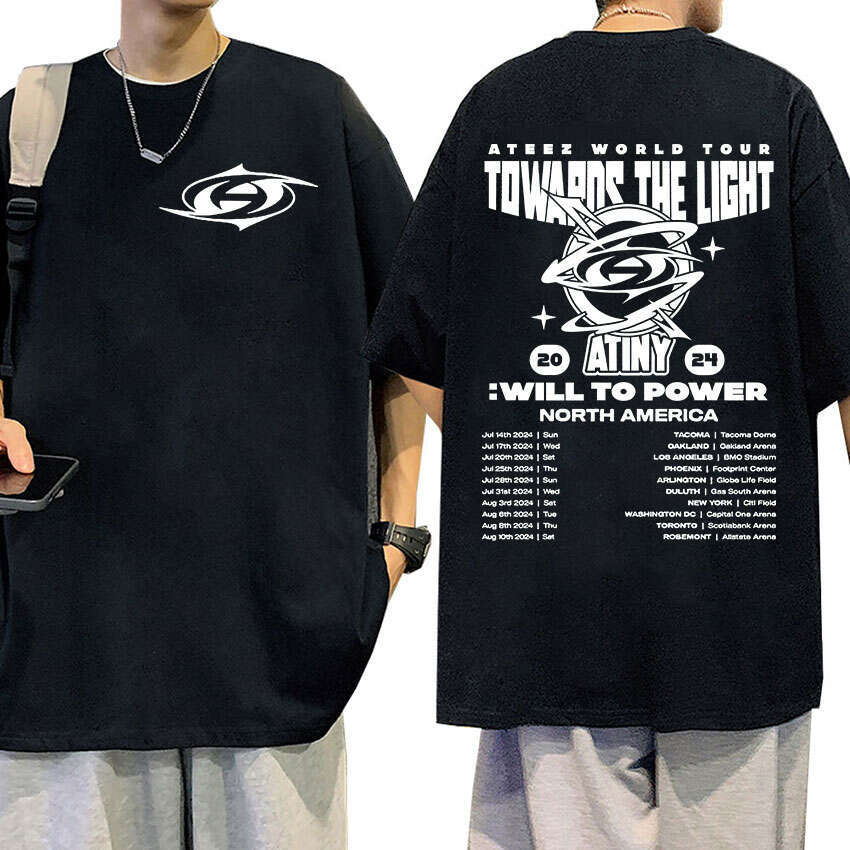 Towards Ateez The Light Will To Power World Tour New T Shirts Men Hip Hop Kpop Fashion Oversized Breathable Tees Streetwear ur ees