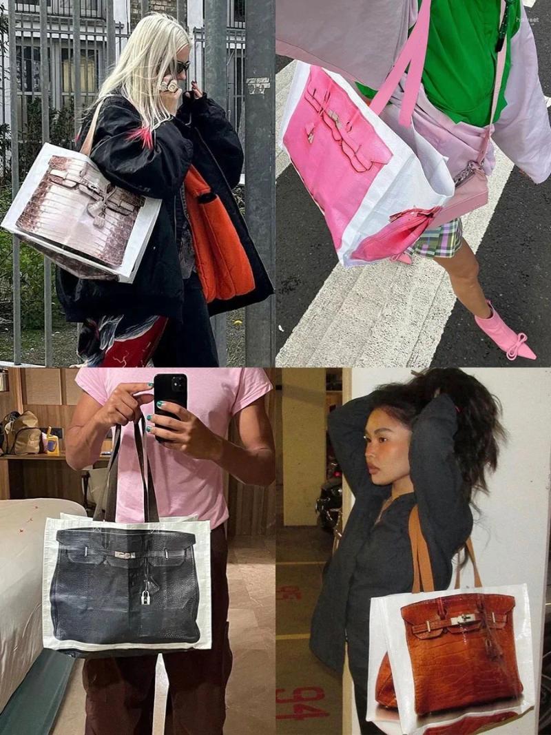 Shopping Bags 2024 INS Blogger's Parody Creative Grocerybags Platinum Bag Remake Fashion Same Fitness And Leisure