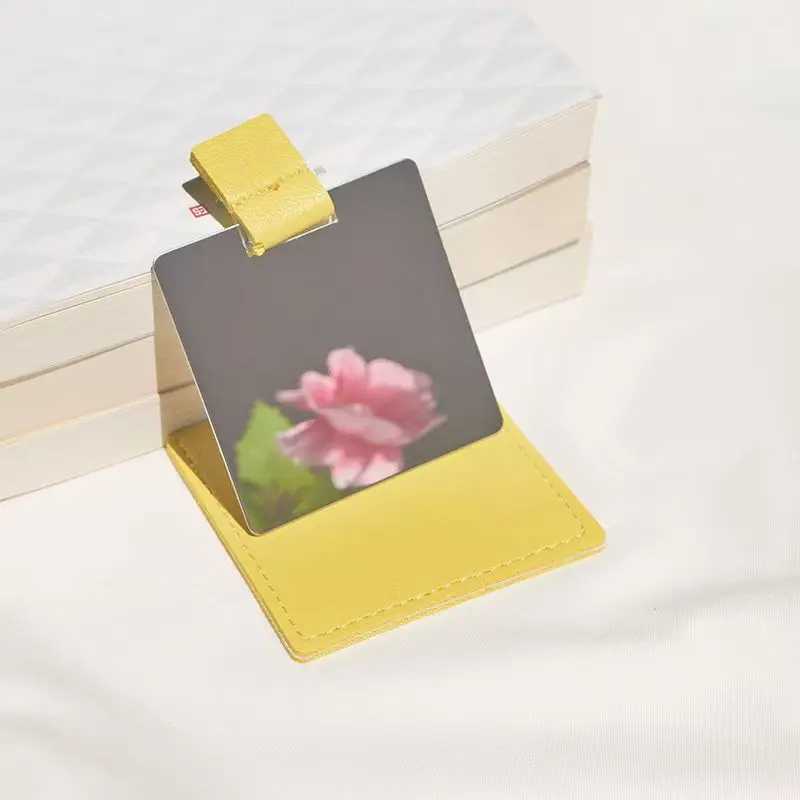 Solid color handheld small mirror stainless steel makeup mirror portable pull-out small square mirror W240813