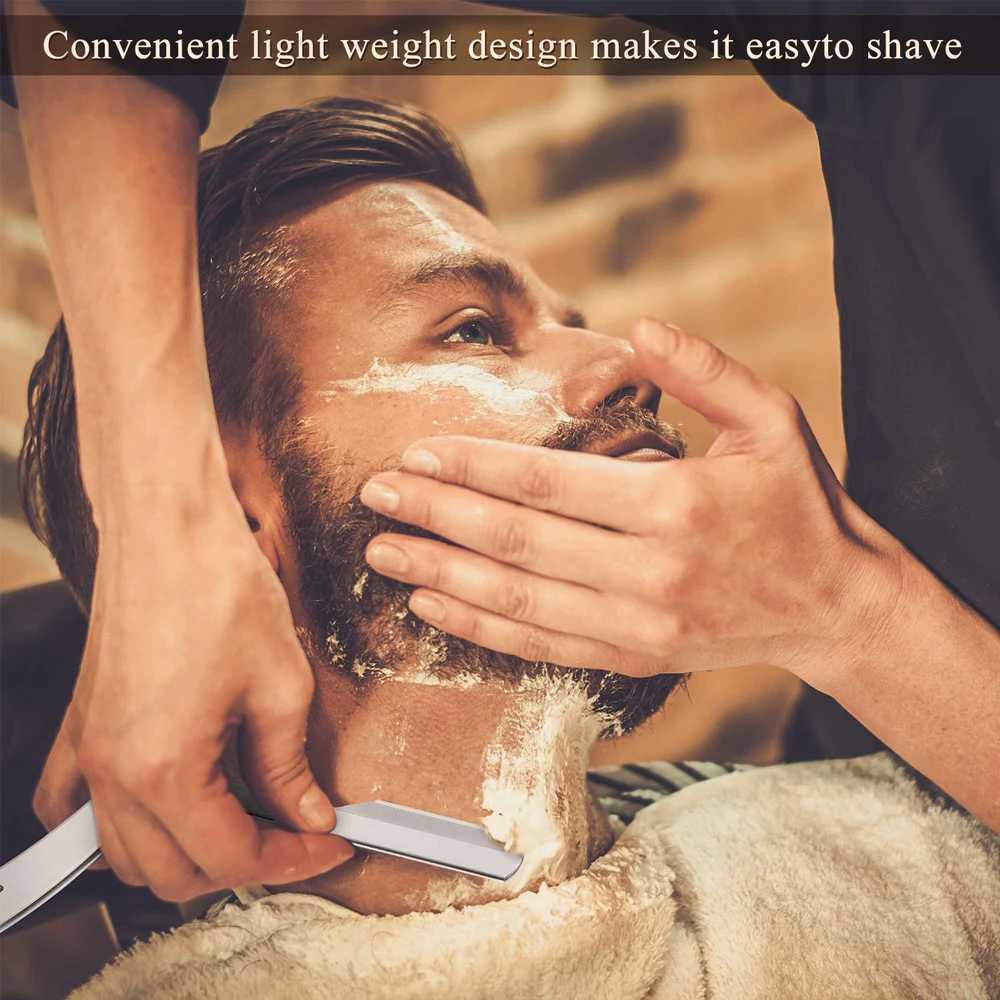 1PCS Shaving Trimming Knife Holder Haircut Beard Eyebrow Shaving Tool Stainless Steel Manual Folding Professional Barber KnifeM240814