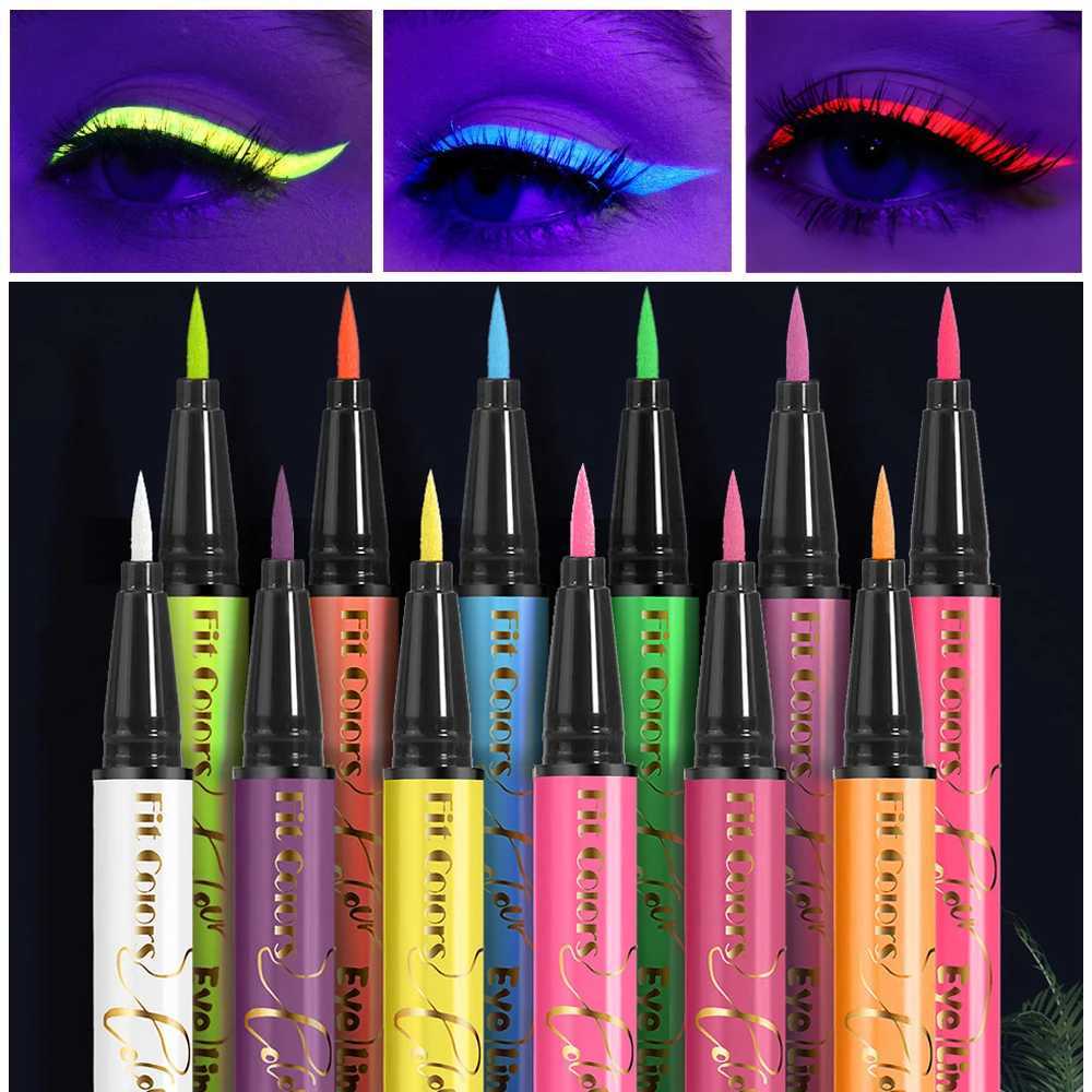 12 Colors Matte UV Light Neon Liquid Eyeliner Pencil Waterproof Lasting Colorful Liquid Eye Liner Makeup Blue Eyeliner Cosmetics Y240813