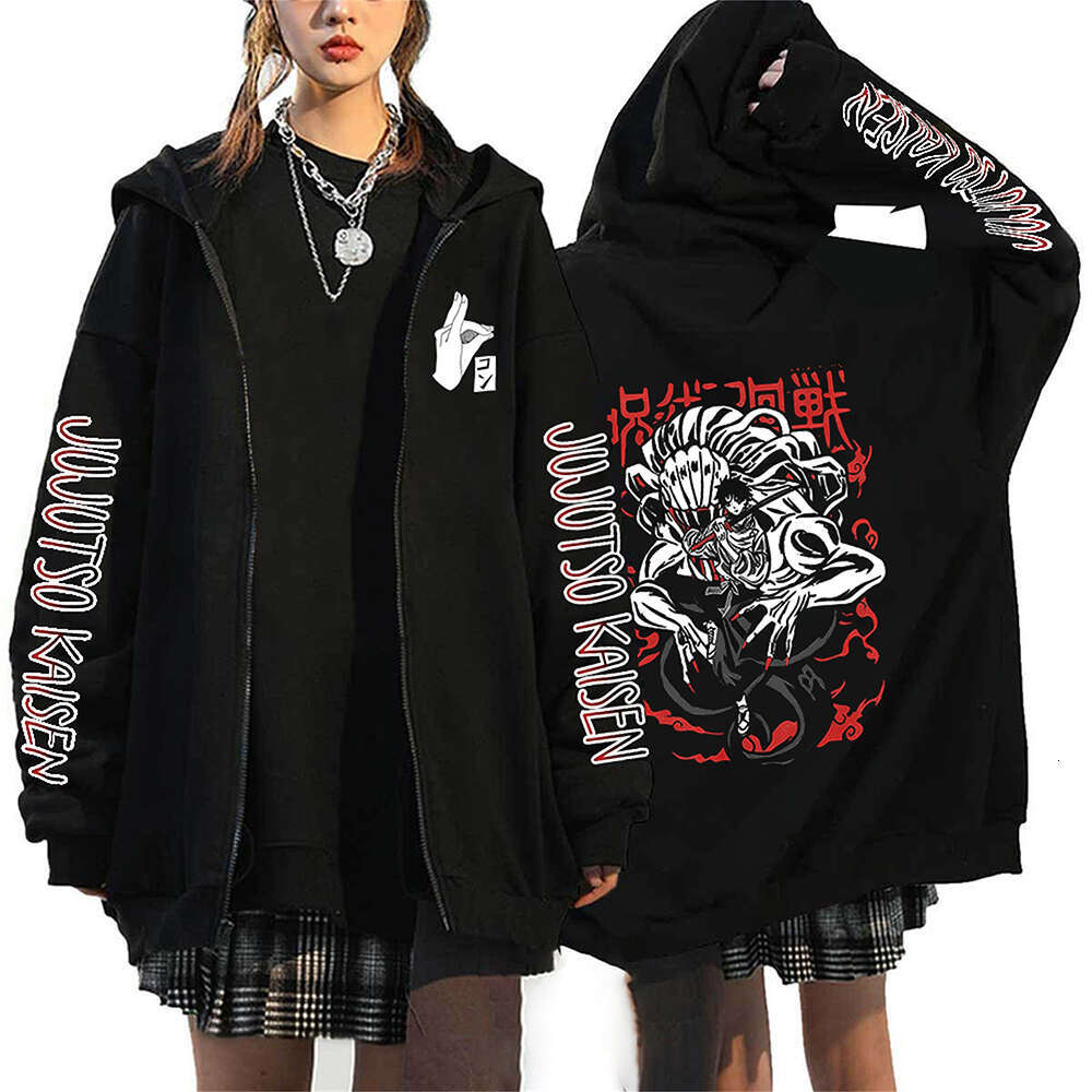 Jujutsu Kaisen Men Women Anime Zipper Jackets Autumn Winter Sweatshirts zip Up Plus Size Hoodie