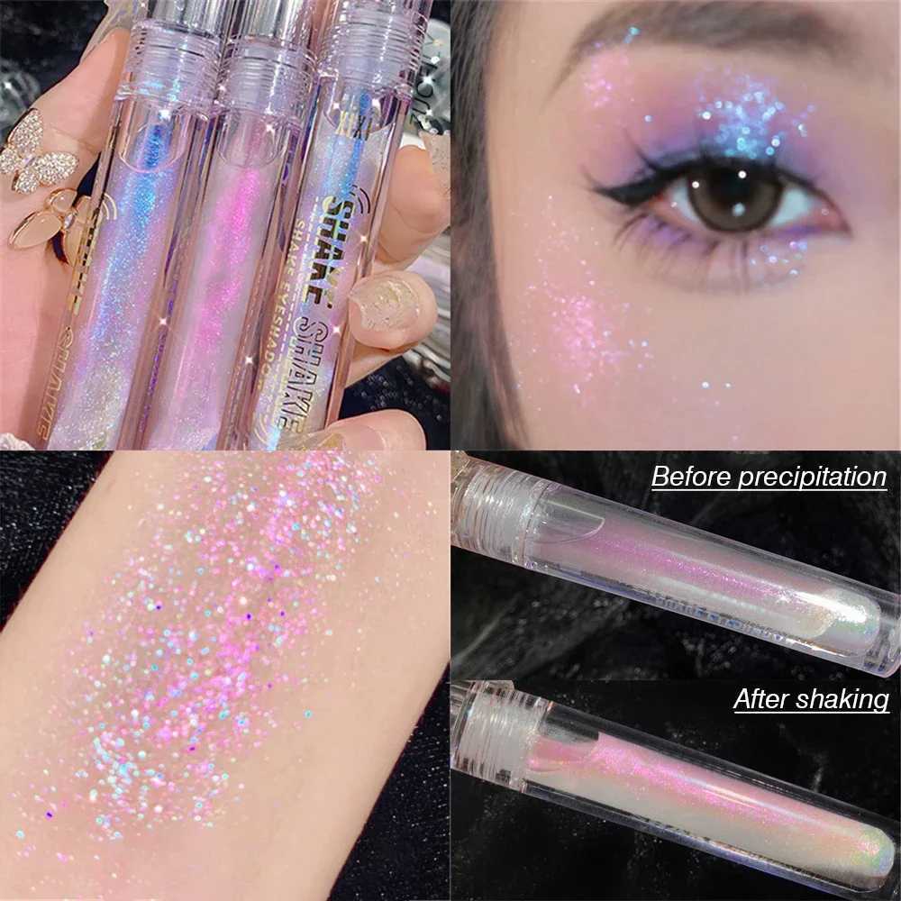 Glitter Highlighter Liquid Eye Shadow Eyeliner Durable Waterproof Pearl Shiny Shake Liquid High Gloss Brighten Silkworm Makeup Y240813
