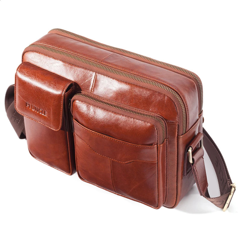 100% Genuine Leather Briefcase Men Shoulder Bag High Quality Crossbody Bags For Male Messenger Bag 9.7 Ipad Bolsas Holder Sling 240813