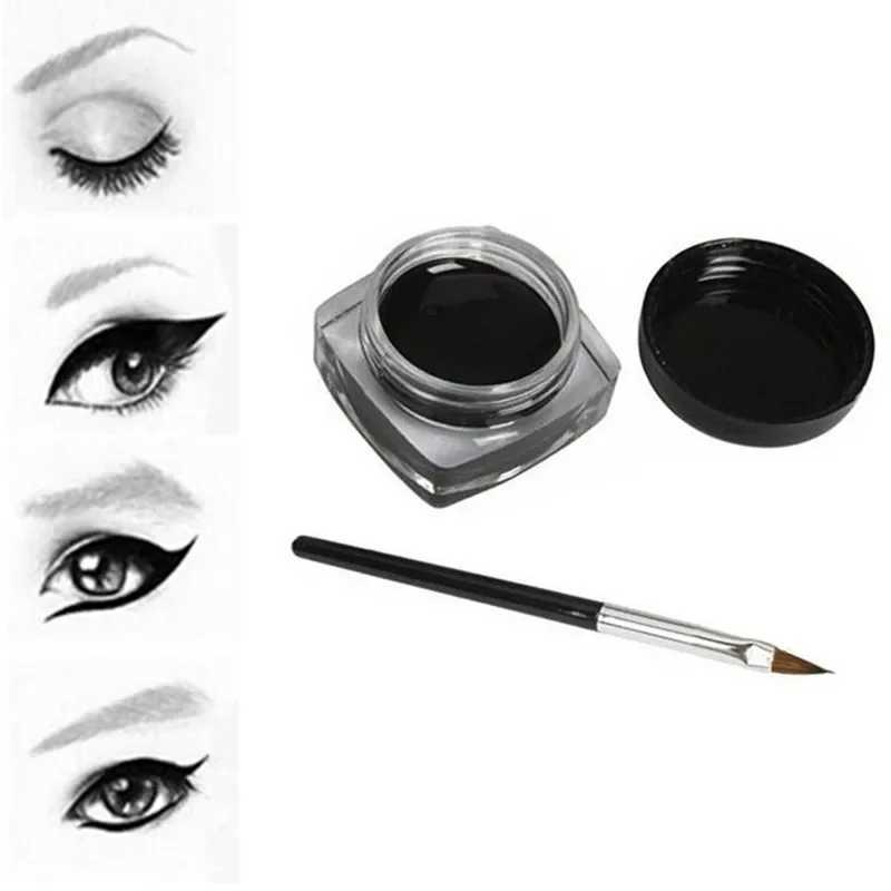 Black Waterproof Eyeliner cream Make Up Beauty Comestics Long-lasting Eye Liner gel Makeup Tools for eyeshadow with brush Y240813