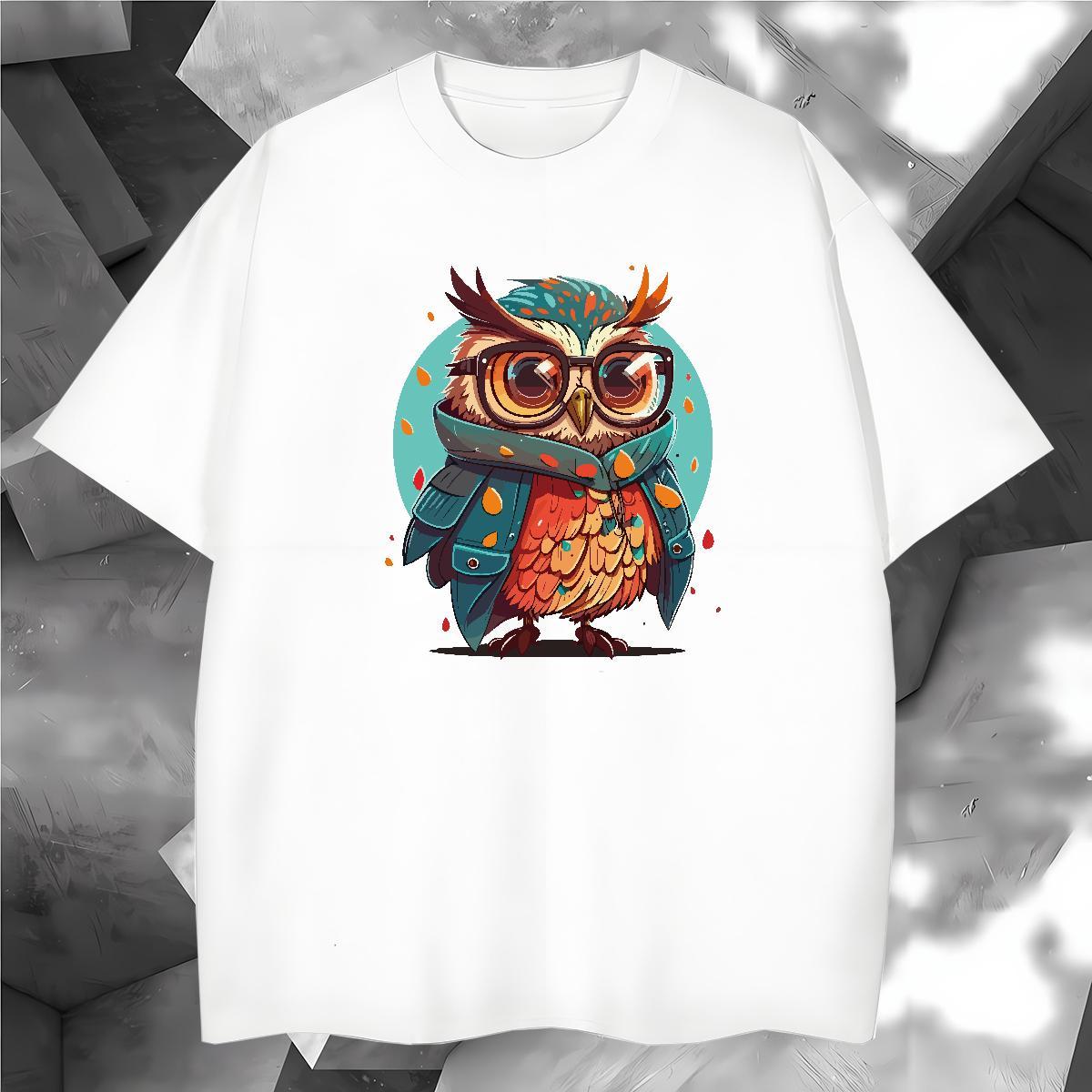 Popular T-Shirts for Men Owl Breathable Beach Custom Anime 230g 100% Cotton Couples T Shirts Stylist Clothings