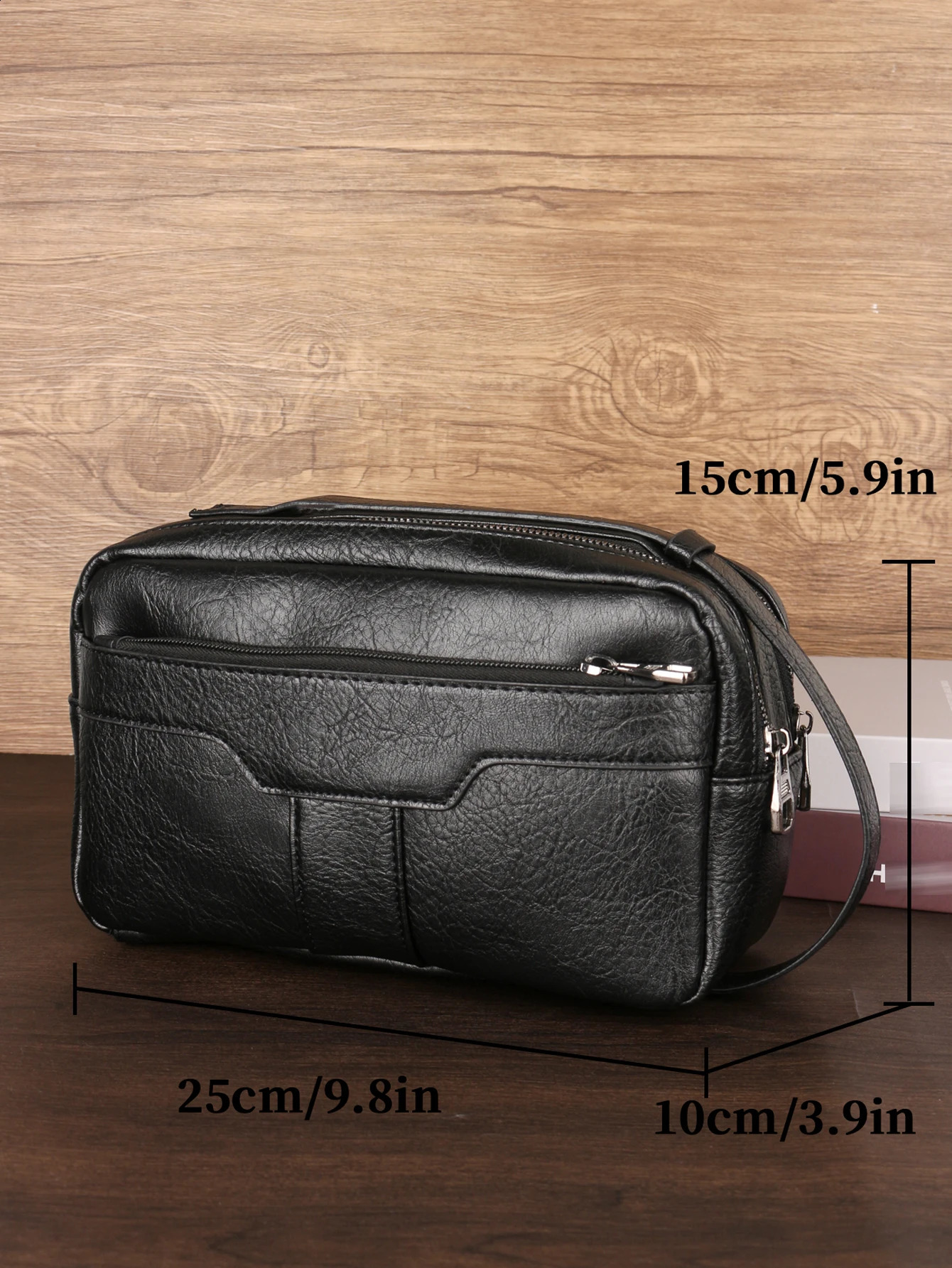 Retro mens clutch bag lightweight waterproof multifunctional large capacity wrist bag office handbag 240812