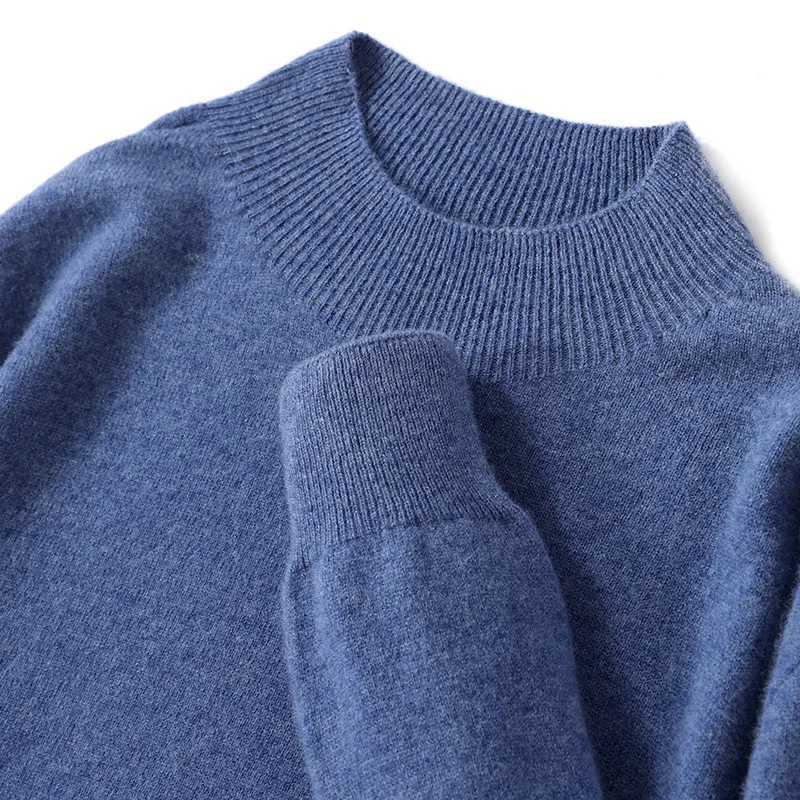 S-XXXL mens knitted semi high neck sweater casual and comfortable mens sleeping traction sweater hot selling pure woolW240729