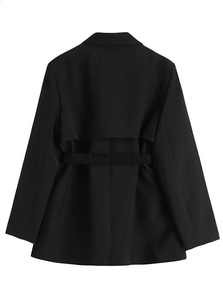 LANMREM Fashion Solid Blazers For Women Patchwork Notched Long Sleeves Belt Coat Streetwear Autumn Clothing 2AA1139 240813
