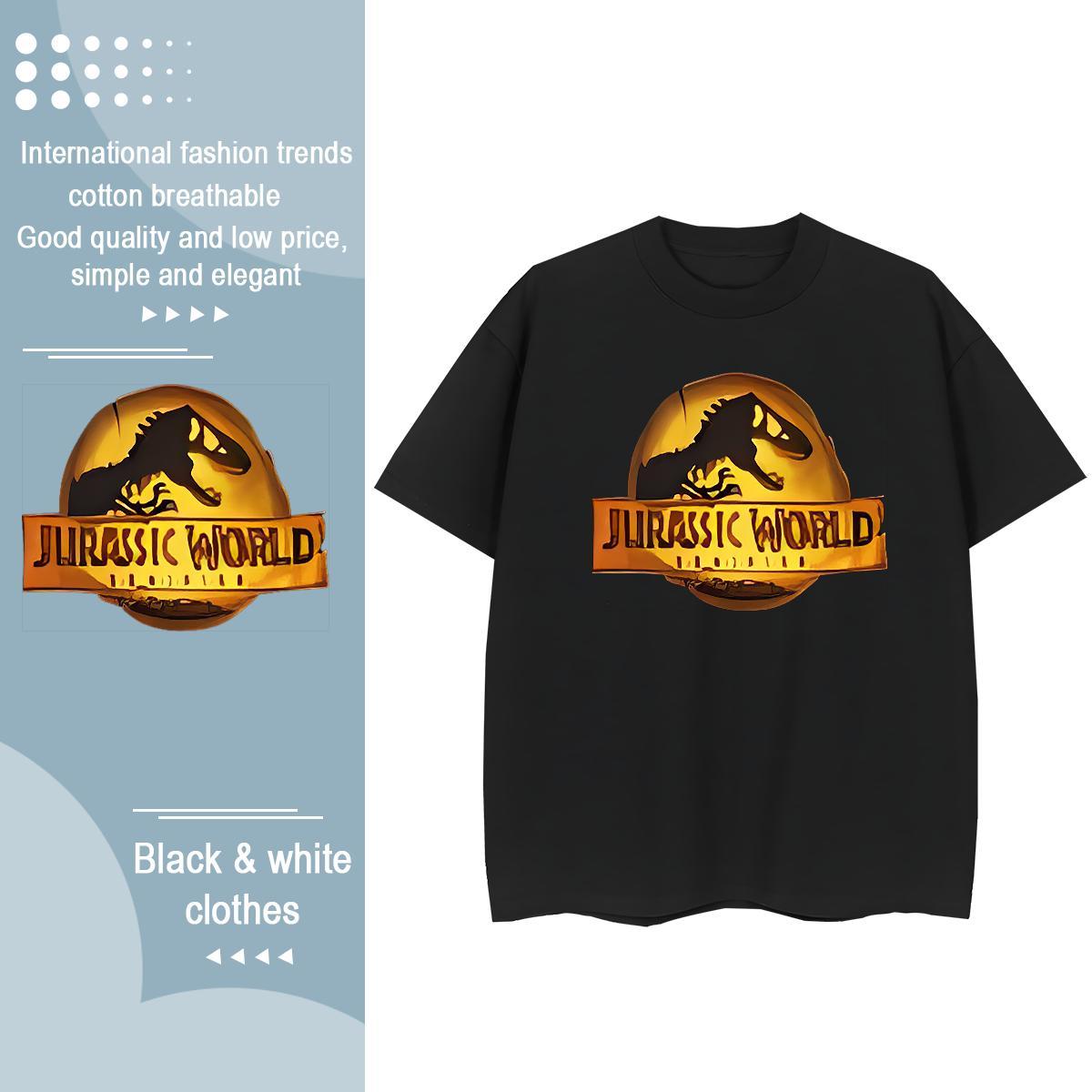Popular T-Shirts dinosaur O Neck Short Sleeves High Street Hip Hop Oversized 230g Pure Cotton Men Clothes T-Shirt Fashion Casual Clothings