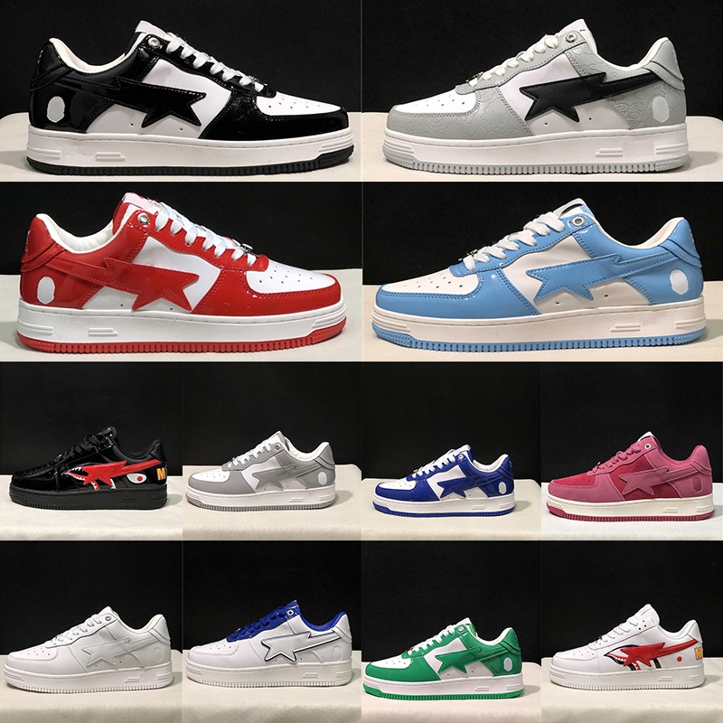 Free Shipping Running Shoes Sta Star Patent Leather Black White Grey Orange Flat Walk Casual Sports Sneakers peach Mens Womens Designer Trainers