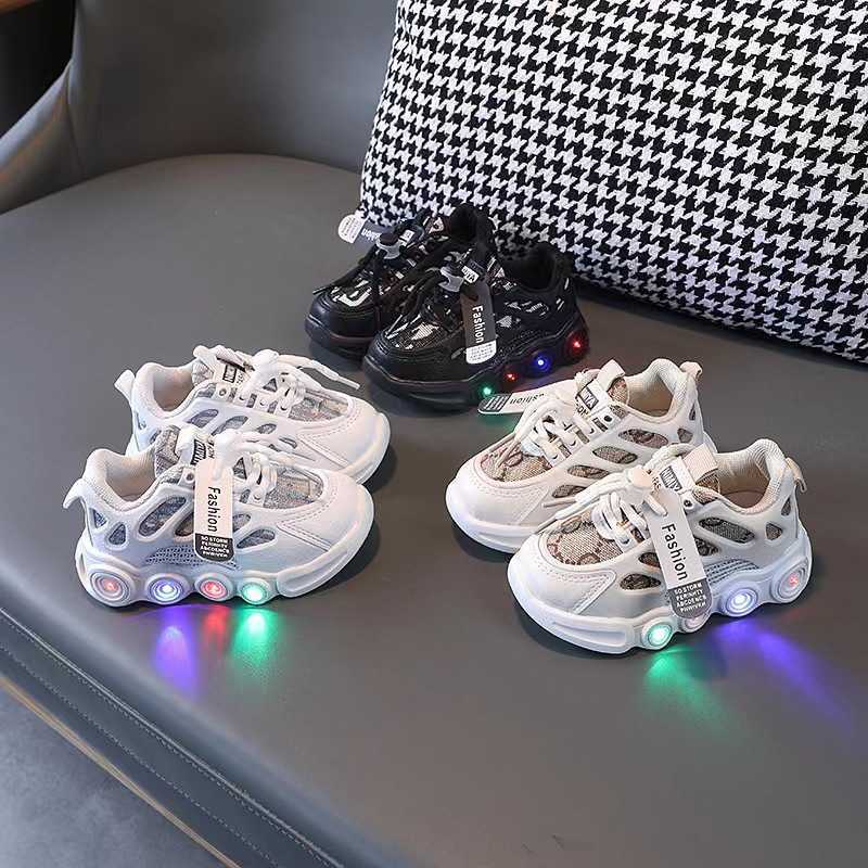 Sneakers 2023 Spring and Autumn LED Light Shoes Childrens Luminous Shoes Fashionable and Versatile Baby Casual Sports Shoes Breathable and Lightweight