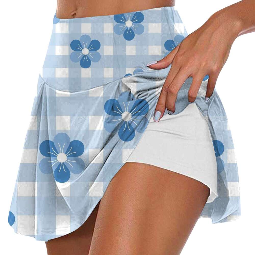 Training Running Women's Floral Printed Casual Sports Fiess Yoga Tennis Golf Badminton Pleated Short Skirt