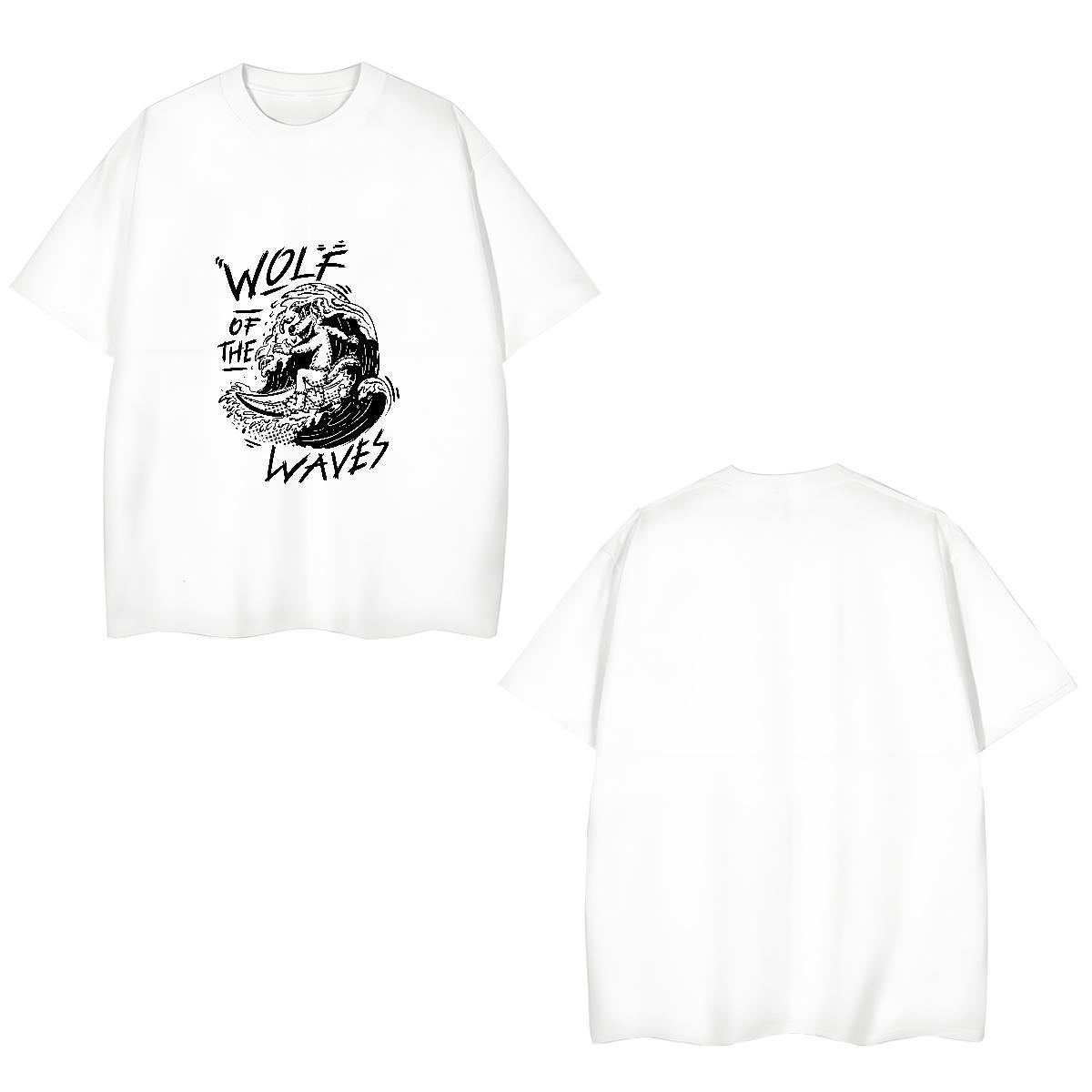 Loose T-Shirts wolf Breathable Short Sleeve Street Casual DIY 230g 100% Cotton Couples T Shirts Custom Polos