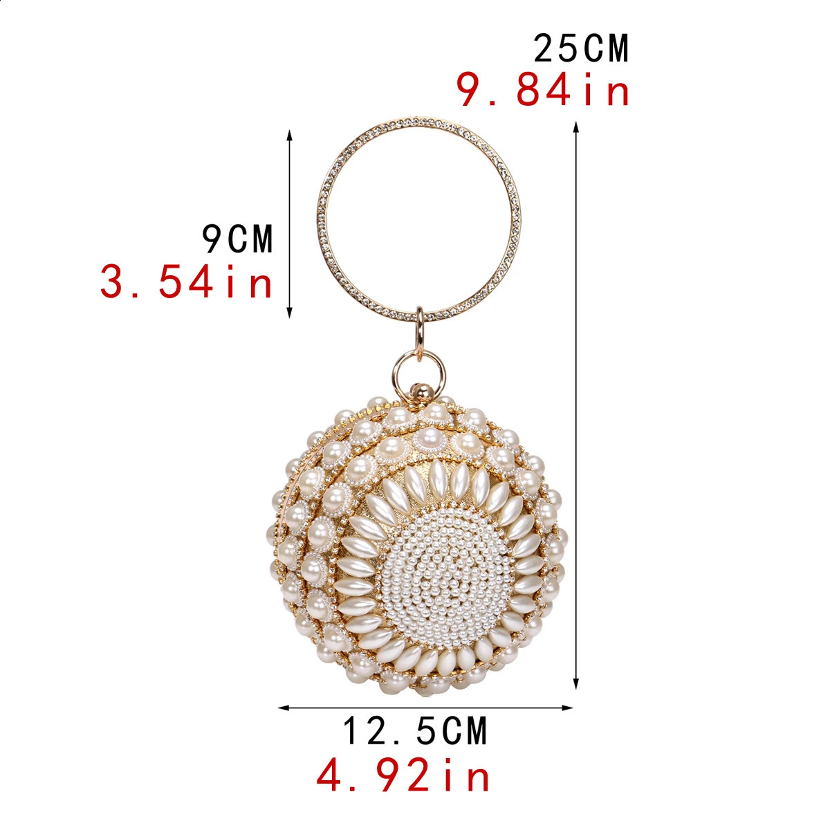 Beaded Diamond Day Clutches s Pearl Evening Bag Circular Shaped Chain Shoulder Handbags For Party Purse 240813ZYl