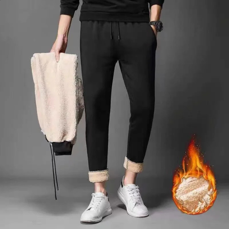 Mens Sets Tracksuit Men Lamb Cashmere Winter Wool Hooded Sweatshirt Thick Warm Sportswear Male Suit Two Piece Set Casual Sets 240813