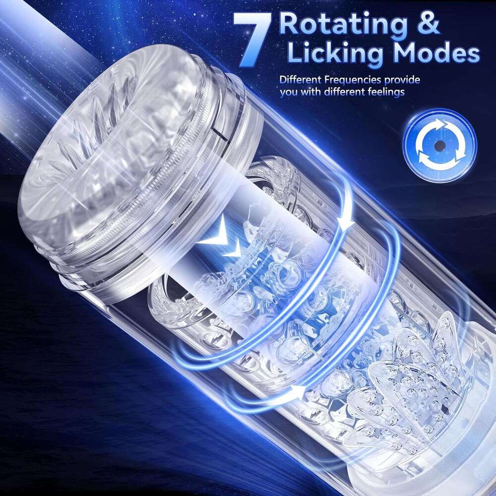 Men's automatic male sexual toy - Male sexual toy pump with 7 suction and 7 rotation modes and tongue licking, adult toy waterproof male stroke L