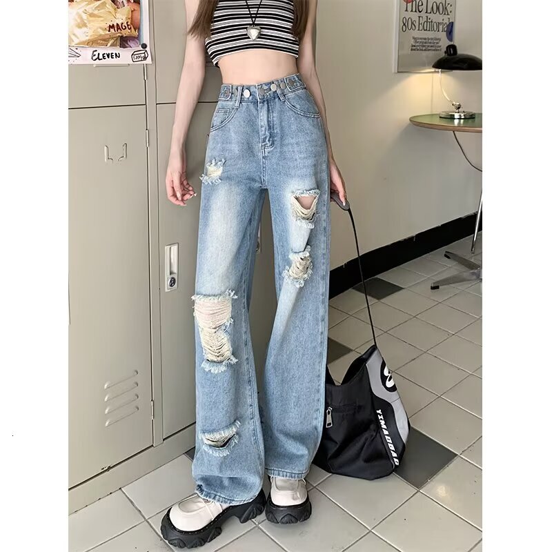 Women's straight loose spring autumn/winter 2024 new high waisted slim figure wide leg floor length pants586