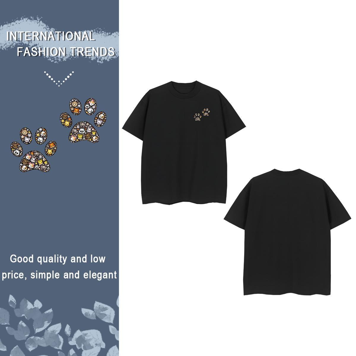 Men T Shirts 230g 100% Cotton dog's paw Daily Outfit Pure Cotton Customized Print Men Tops Tees DIY High Quality Wear