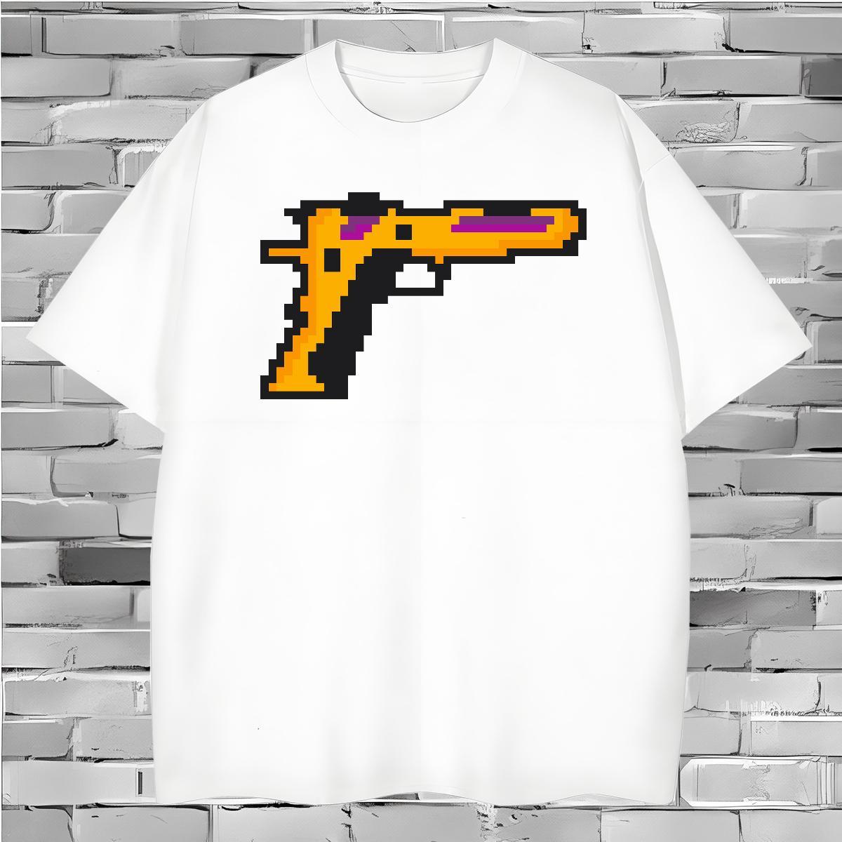 Loose Fit T-Shirts for Men gun O-Neck Short Sleeve Hip Hop Custom Anime 230g Cotton Tshirts Designer Fashion Tops Tees