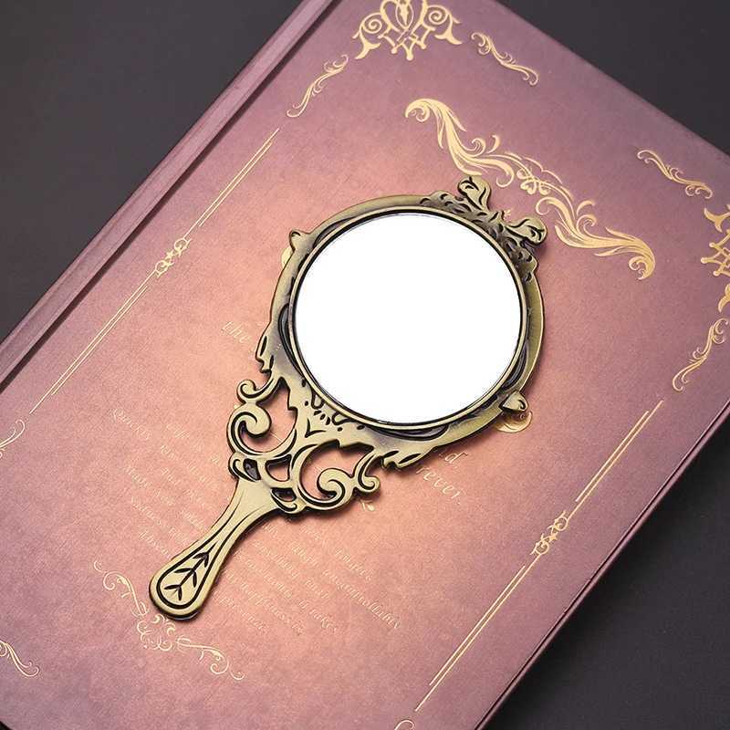 Retro handheld makeup mirror hollow makeup compact mirror W240813