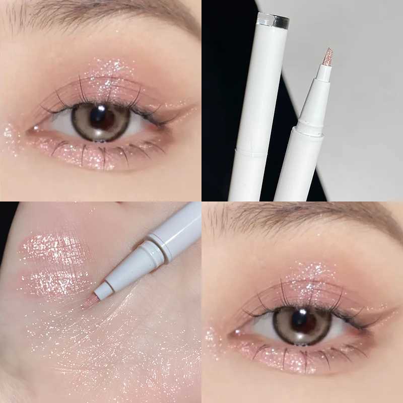 Sparkling Crystal Lying Silkworm Pen Liquid Galaxy Glitter Eyeliner Eye Shadow Pen Blade Brush Head Makeup Peach Highlight Pen Y240813