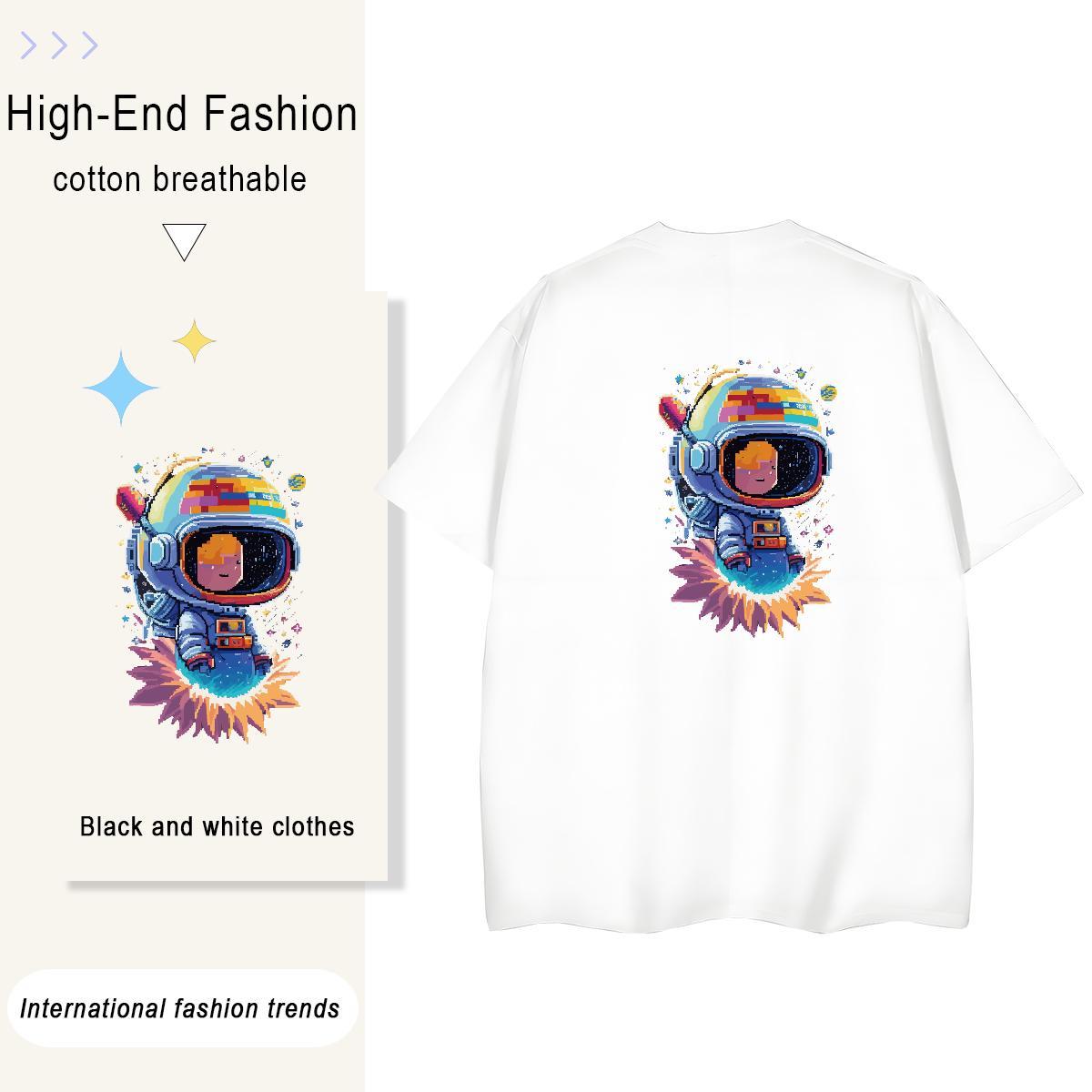 T shirt 230g 100% Cotton universe Summer Casual Pure Cotton White Plus Size Tshirt for Man Woman DIY Free Shipping Tshirts