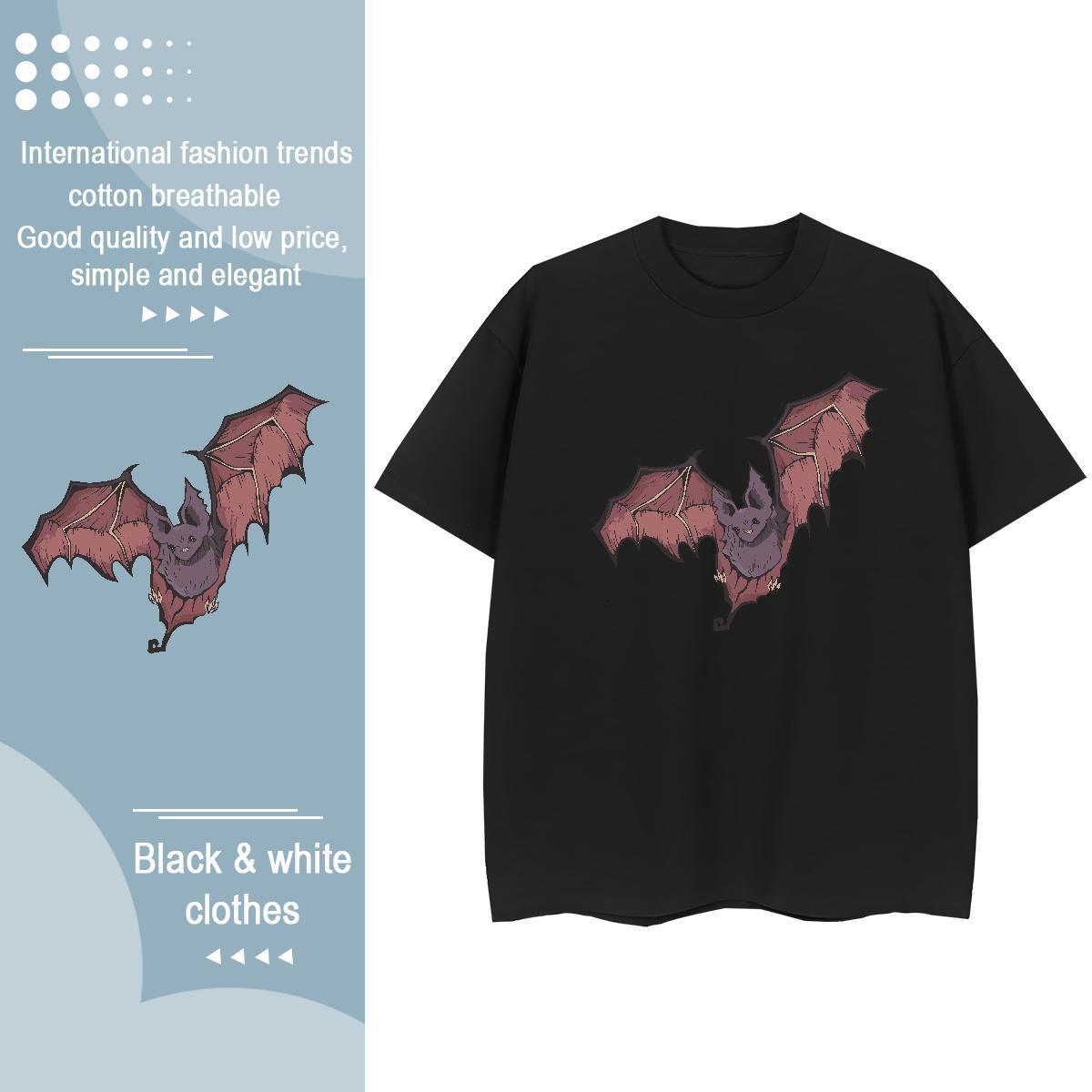 Soft T Shirts Men bat Breathable Short Sleeve Street Wear Cartoon Print 230g Pure Cotton Men Tops Tees Stylist Tops Shirt