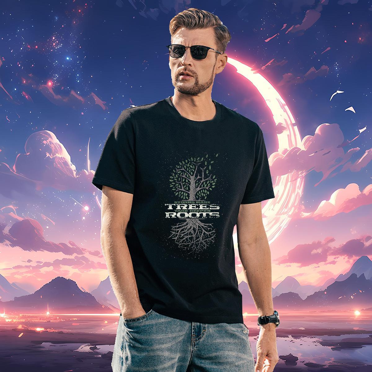 Cool Design tree T-Shirts Home Outdoor Tshirts 230g 100% Cotton 2024 New Short Sleeve O-Neck Custom Anime Tops Shirt