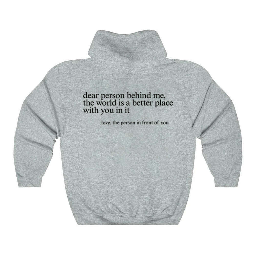 Person Deer Behind Me Slogan Plus Size Hoodies A Positive Phrase For Mental Health Women's Unisex Sweatshirts Warm Soft Pullover ntal