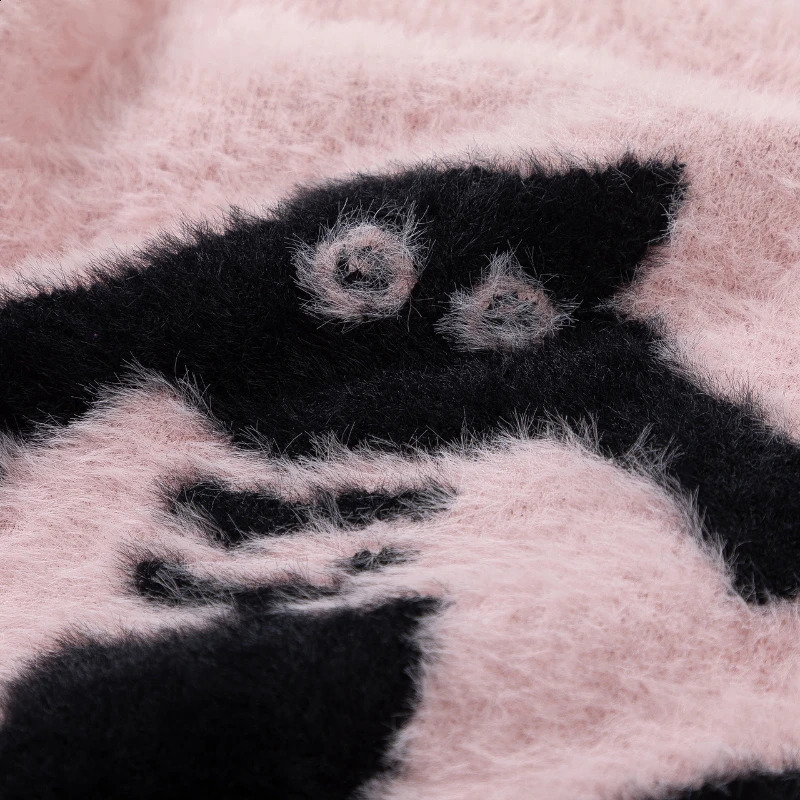 Cartoon Cat Pattern Knitting Sweater Men Woman Y2k Harajuku Oversized Knitted Pullover Autumn College Knitwear Sweaters Couple 240814