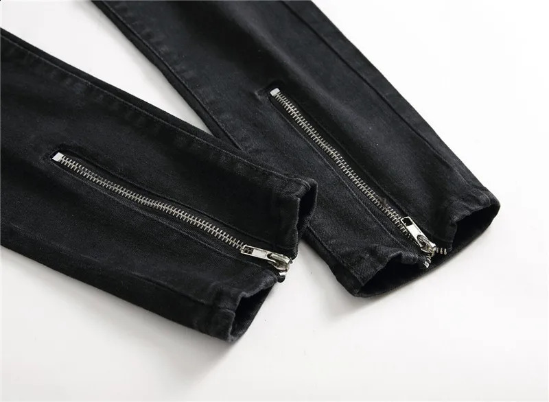 Mens Ripped Skinny Biker Jeans Destroyed Frayed Slim Fit Denim Pants Trousers 240819