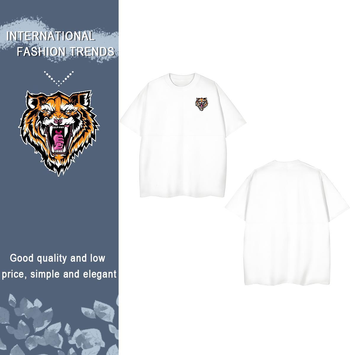 T-Shirts for Men 230g 100% Cotton ferocity Street wear Hip Hop Short Sleeve O-Neck Cartoon Printing L-4XL Men Tees Fashion Designer Cool Tops Tees