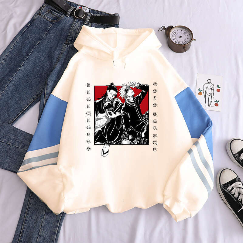 Jujutsu Anime Kaisen Satoru Gojo Hoodies Cool Manga Men Women Street Hoody Autumn Winter Patchwork Plus Size Hooded Sweatshirts