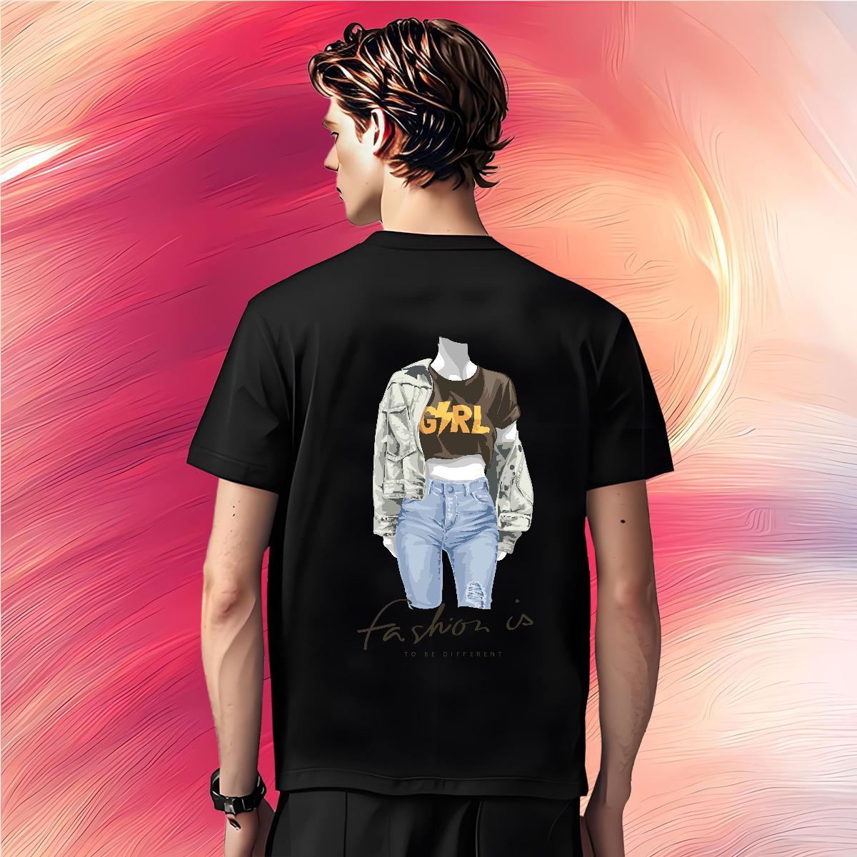 Men T Shirts 230g Cotton person Sports Casual Breathable Crew Neck Floral Print Men Tops Tees Designer Loose Tops Shirt