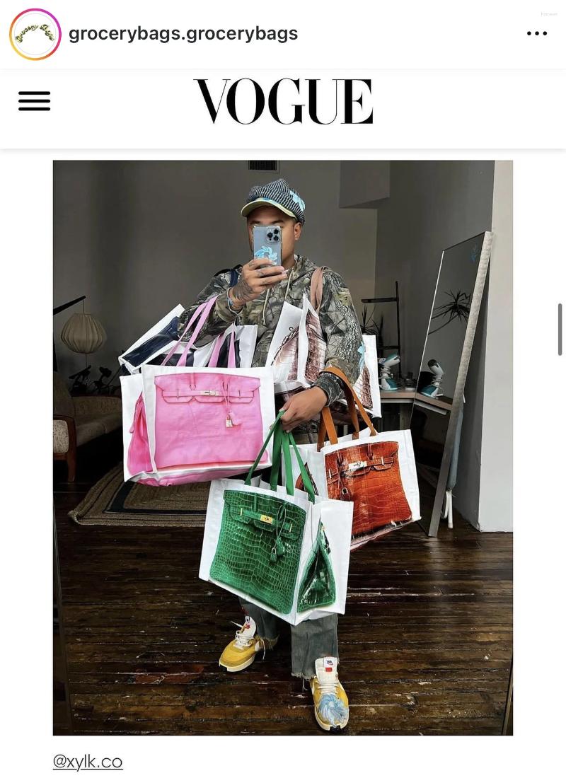 Shopping Bags 2024 INS Blogger's Parody Creative Grocerybags Platinum Bag Remake Fashion Same New Fiess And Leisure