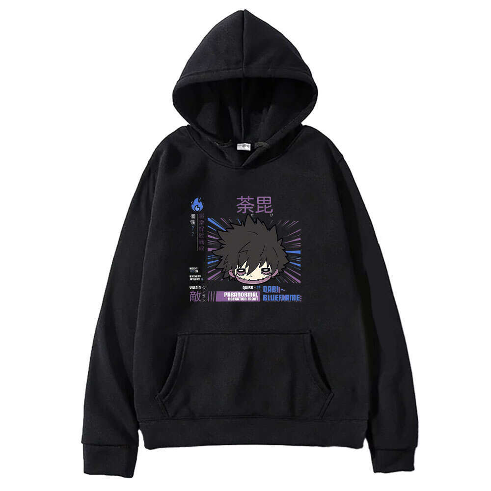 Japanese Anime My Hero Academia Dabi Hoodies Men Women Manga Print Long Sleeve Pullover Sweatshirts Casual Fleece Clothing