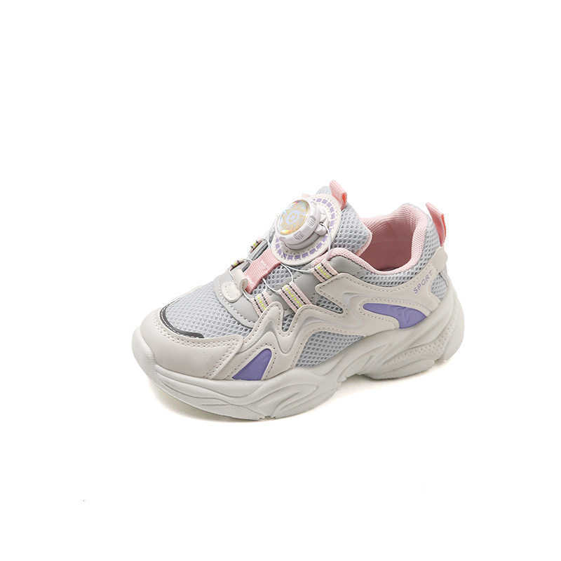 Sneakers Childrens dad shoes rotating button mesh sports shoes spring and autumn casual mid size childrens single shoes H240805