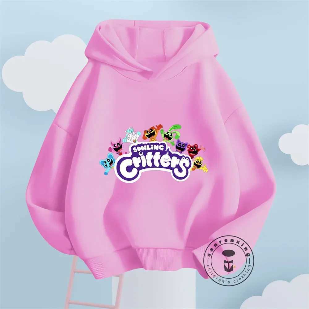 Spring and Autumn Game Smiling Critters Hoodie Kids Cartoon Catnap Clothes Baby Boys Long Sleeve Sweatshirt Toddler Girls CoatsY240814