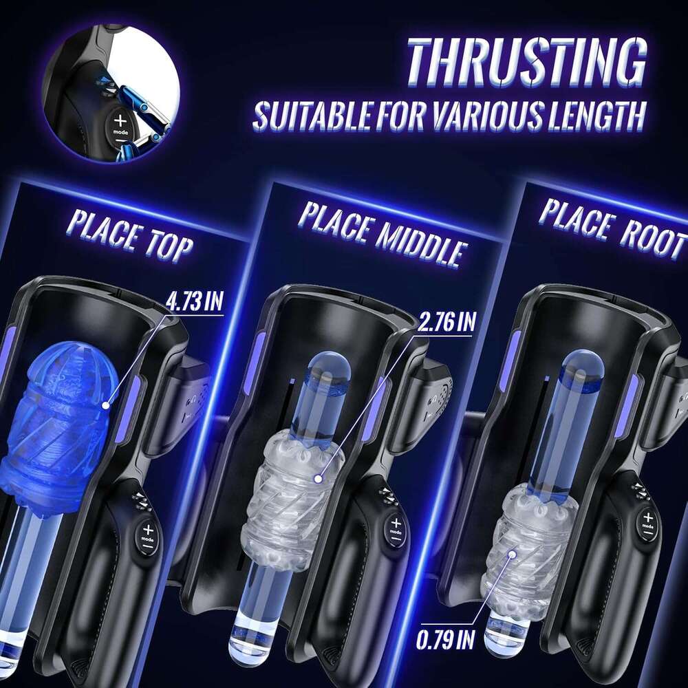 Sex toy automatic male device - men's electric adult sex machine, 12x/s thrust, hands-free training massager, with phone holder and 2 soft silico