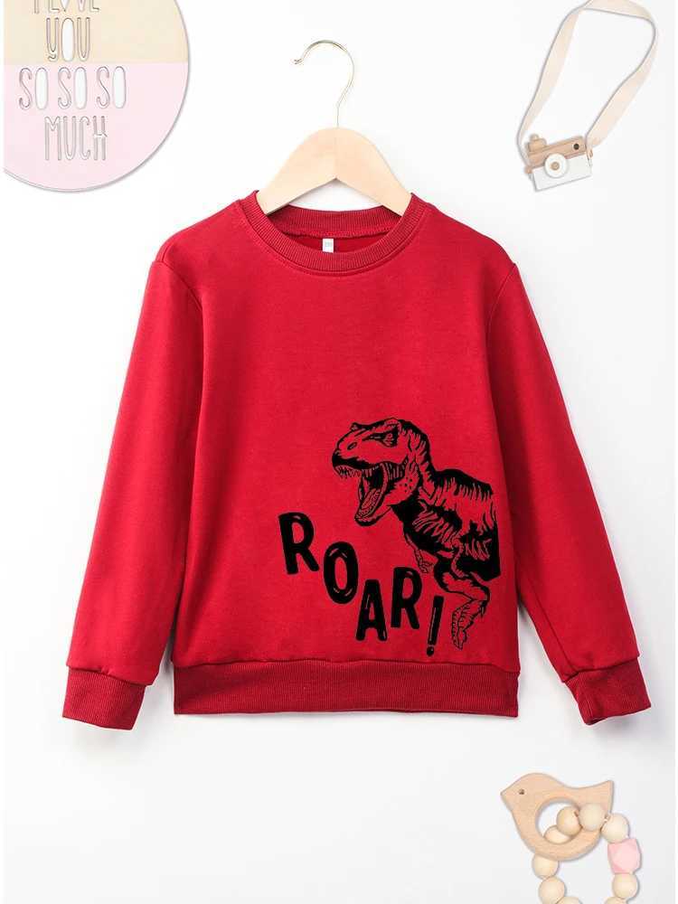 Dropship Red Baby Unisex Sweatshirts Dinosaur Print Outdoor Y2K Comfy O Neck High Quality Hoodless Popular Hot Sell Kids SweaterY240814