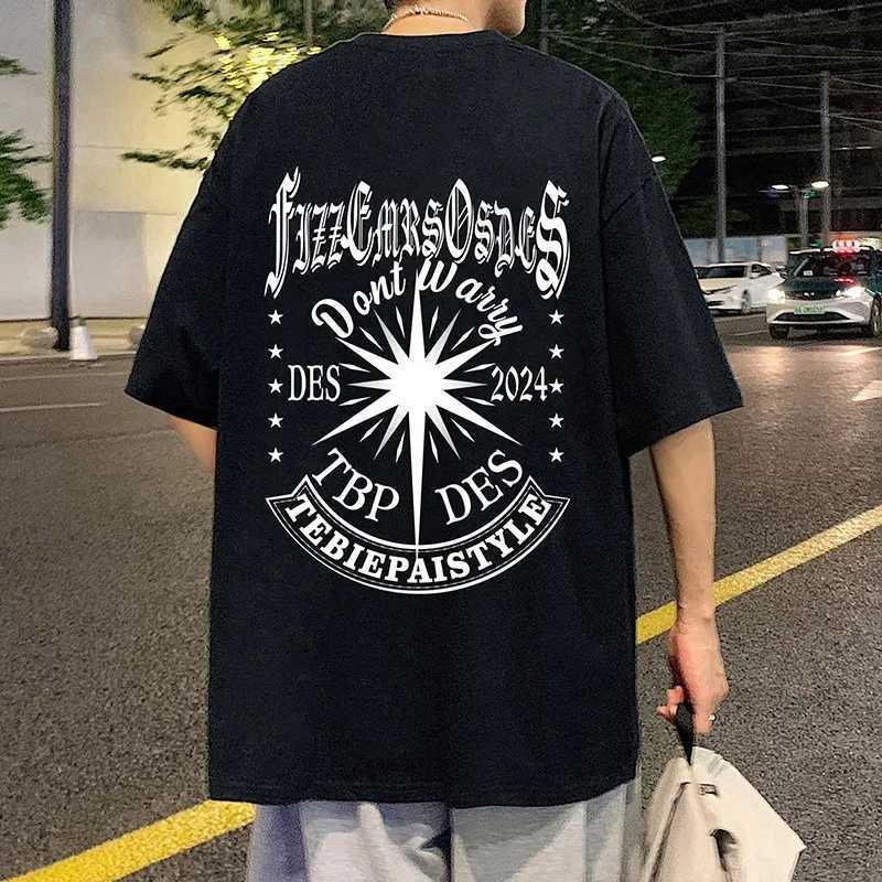 Summer Letter Pure Cotton Pi Shuai Trendy Printed Short sleeved T-shirt Loose Mens T-shirtW240729