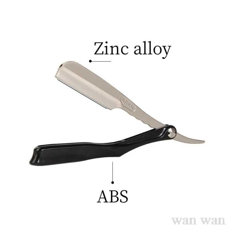 Zinc Alloy Shaver Holder ABS Handle Manual Folding Razor Japanese Feather Blade Beard Trimmer Barber Shop Beard Trimming ToolsM240814