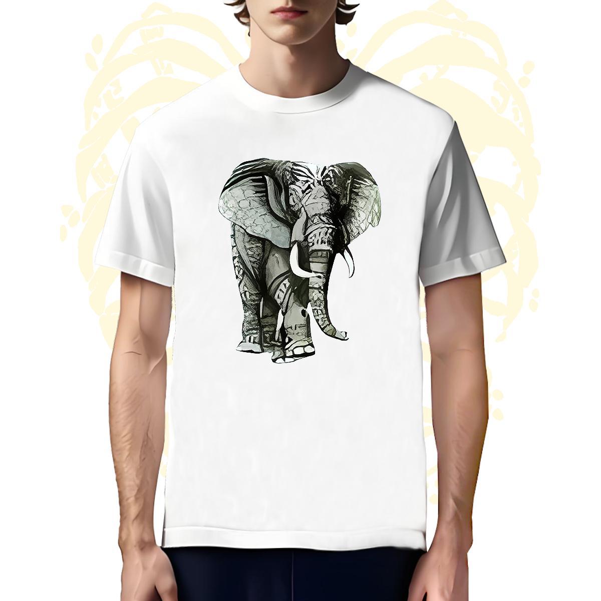 High Quality Men T Shirts Elephant O-Neck Short Sleeve Casual Customized Print 230g Pure Cotton Men Tshirts Fashion Design Tees